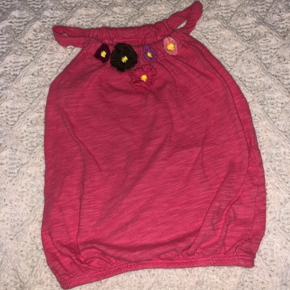 Girl Pink tank top with flowers